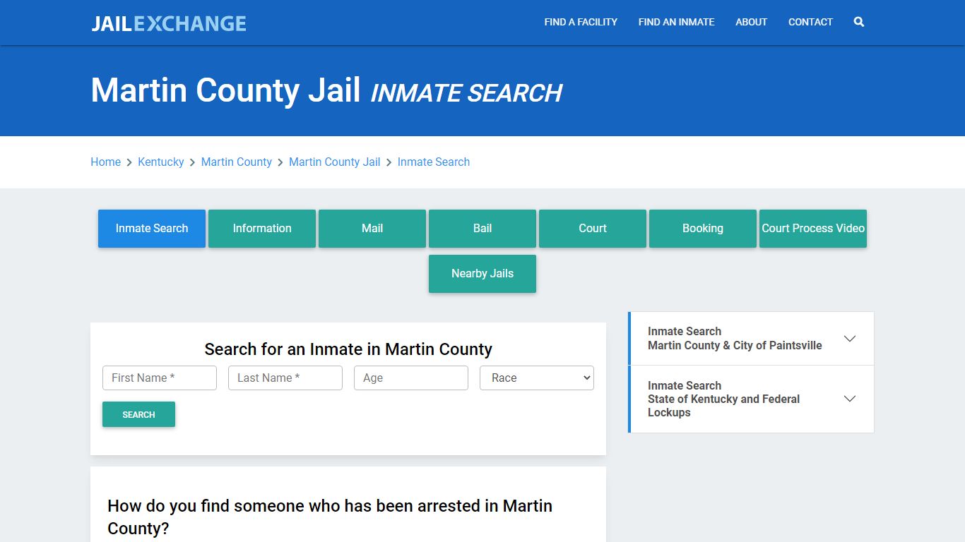 Martin County Jail, KY Inmate Search: Roster & Mugshots