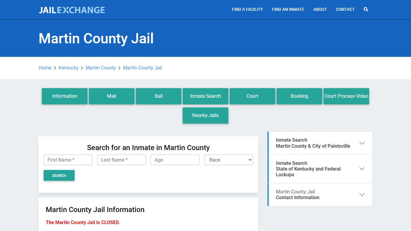 Martin County Jail Roster Lookup, KY, Inmate Search