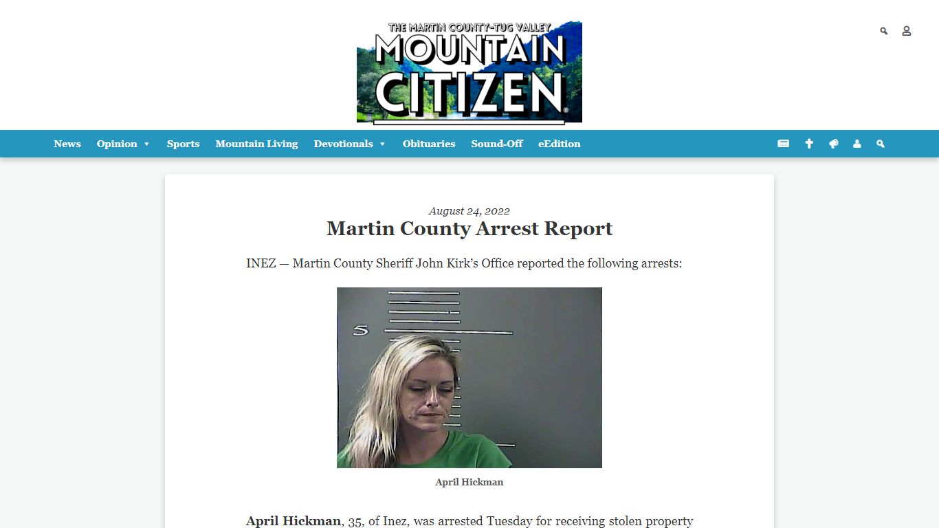 Martin County Arrest Report - The Mountain Citizen